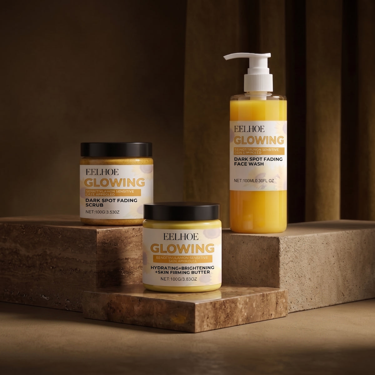 Coffret Routine Curcuma 3-en-1 — Nettoyant, Gommage & Crème
