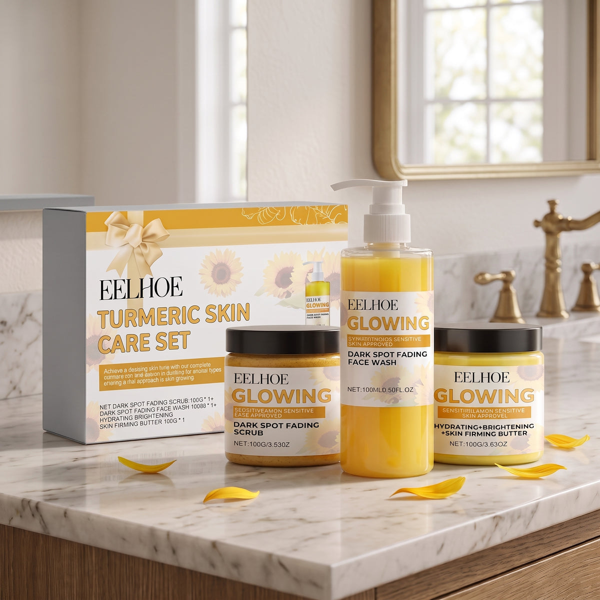 Coffret Routine Curcuma 3-en-1 — Nettoyant, Gommage & Crème